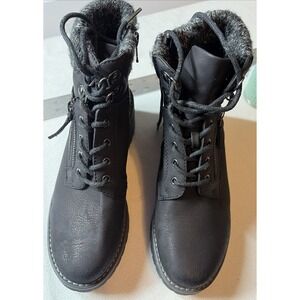 Cliffs White Mountain Sweater Trim Lace Up Black Combat Hiking Boots Size 8M